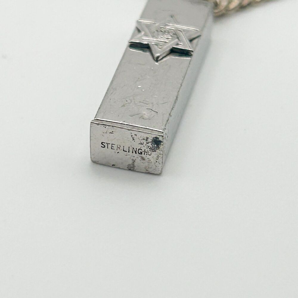 Vintage Sterling Silver Jewish Judaica Mezuzah Prayer Charm Necklace Pendant - Picture 4 of 6
